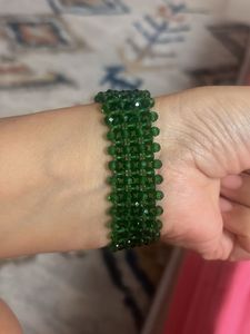 Emerald Green Beaded Bracelet.handcrafted