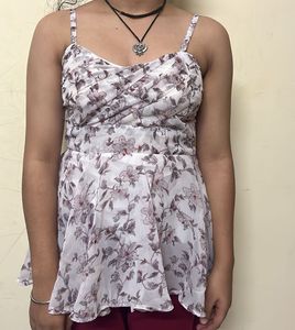 Chic Floral Sheer Tie-Front Crop Top