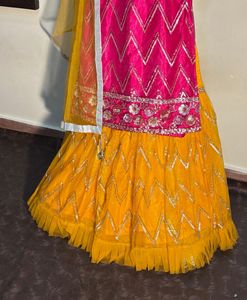 Pink &amp; Yellow Lehenga Choli Set