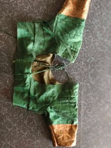 Green &amp; Gold Silk Blend Saree