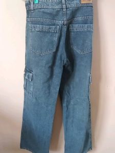 Women's Blue Denim Cargo Jeans
