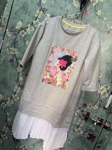 Korean Grey Graphic Print T-Shirt Dress