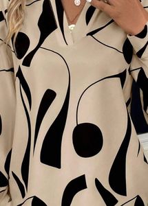 Abstract Printed Mandarin Top