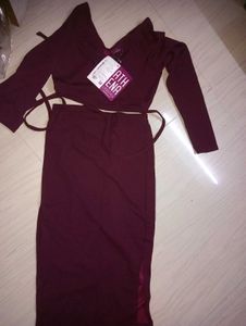 Women Deep Burgundy Solid Co-ord Set