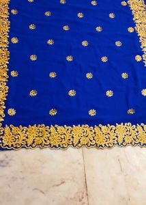 Blue Embroidered Saree