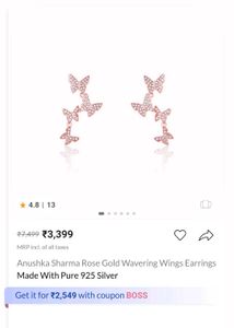 Giva Rose Gold Butterfly Drop Earrings