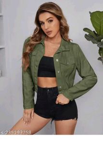 Olive Green Denim Jacket women