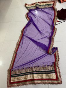 Velvet Maroon Lehenga With Dupatta
