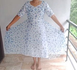 White Organza Frock For Womens