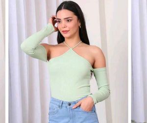 Chic Mint Green Halter Bodysuit