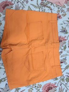 Orange Denim Shorts