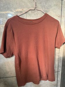 Ribbed Brown Top
