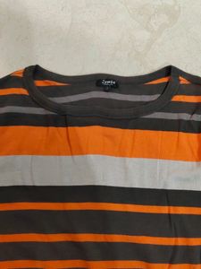 Strips Orange Grey T Shirt Woman