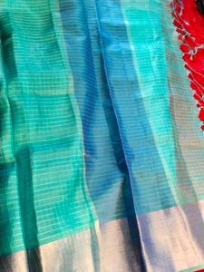 Teal Linen Saree