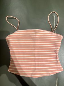 Pink &amp; White Stripes Crop Top