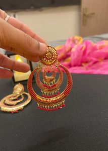 Elegant Red &amp; Gold Earrings