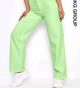 Trendy Green Wide Leg Jeans