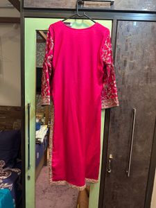 Eba LifeStyle Pink Embroidered Straight Kurta Set