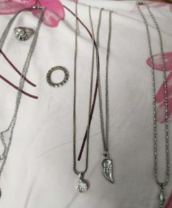 Nice fancy necklaces with chains and 2 fingure rin