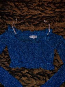 Sparkly Blue net layer top.