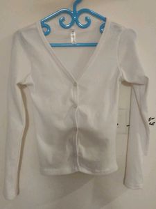 White V-Neck Cardigan (Women&#39;s)