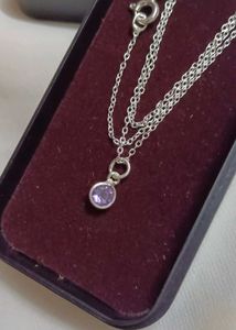 Original Silver Dainty Necklace With Amethyst