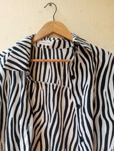 Zebra Print Korean Oversized Shirt (Women)