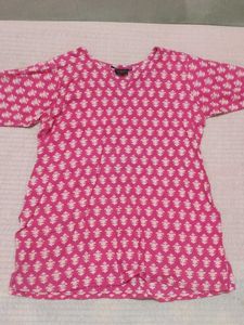 Printed Pink Short Kurti
