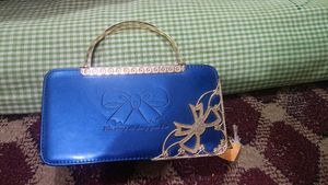 Blue Bow Accent Handbag