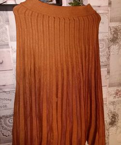 Rust Pleated Midi Skirt