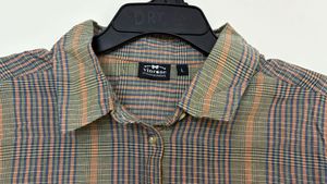 Earthy Button Down Half Sleeve Stripe Formal Shirt