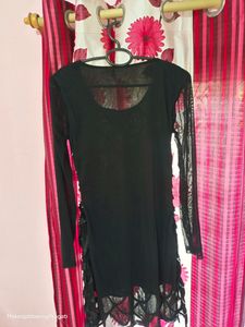 Black A Line Slim Fit Kurti