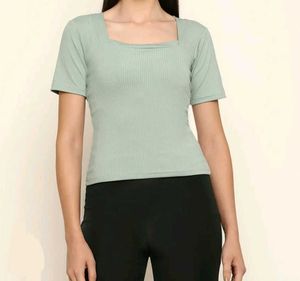 Mint Green Ribbed Top