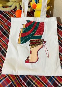 Hand-Painted Kathak Dancer Tote Bag