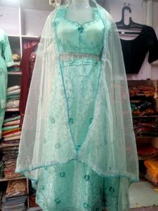 Mint Floral Embroidered Lehenga