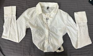 H&M White Crop Backless Top Shirt