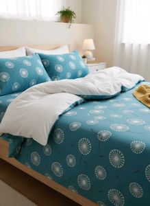Teal Dandelion Print Bedsheet Set