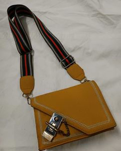 Stylish yellow leather crossbody bag