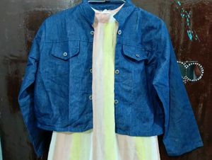 Stylish Striped Dress with Denim Jacket