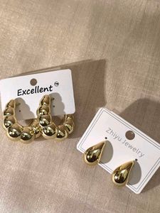 Gold Tone Hoop & Drop Earrings