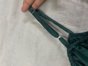 Green Satin Cowl Neck Top