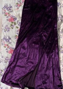 Purple Velvet Long Sleeve Maxi Dress