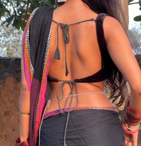 Velvet Padded Backless Drawstring Strappy Blouse