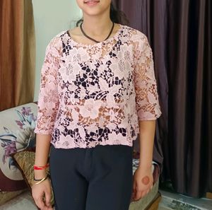 Peach Net Top