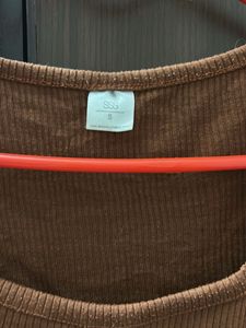 Brown Ribbed Tank Top