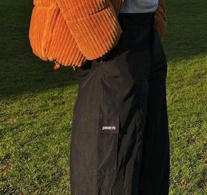 Peach Baggy Black Cargo Pants.