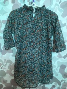 Dark Green Floral Top