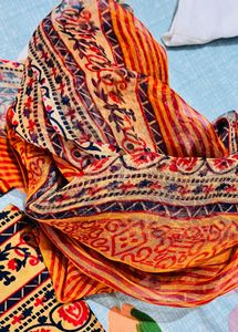 Unstiched Vintage Patterned Fabric Suit Piece