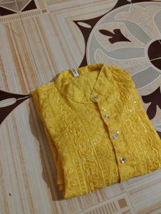 Yellow And Black Kurta