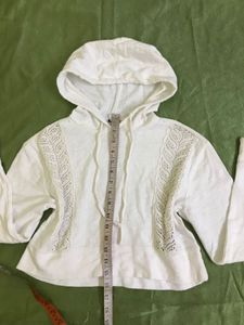 Guess White Hooded Top Fits S/M